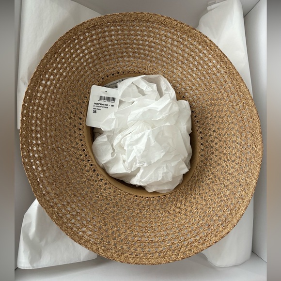 Dior D-Bobby Large Brim Hat Size 56 Straw with Blue and White Embroidered Band - Picture 6 of 7
